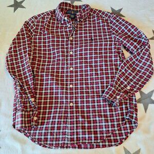Ralph Lauren Youth Medium (10-12) Red White Plaid Button Down Shirt Checkered